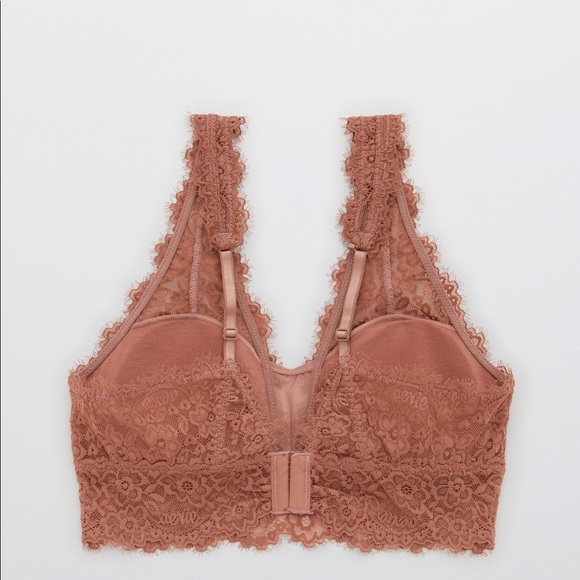 AERIE Eyelash Lace Padded Plunge Bralette - Size XS, 30A, 32A, 32B - Picture 2 of 9